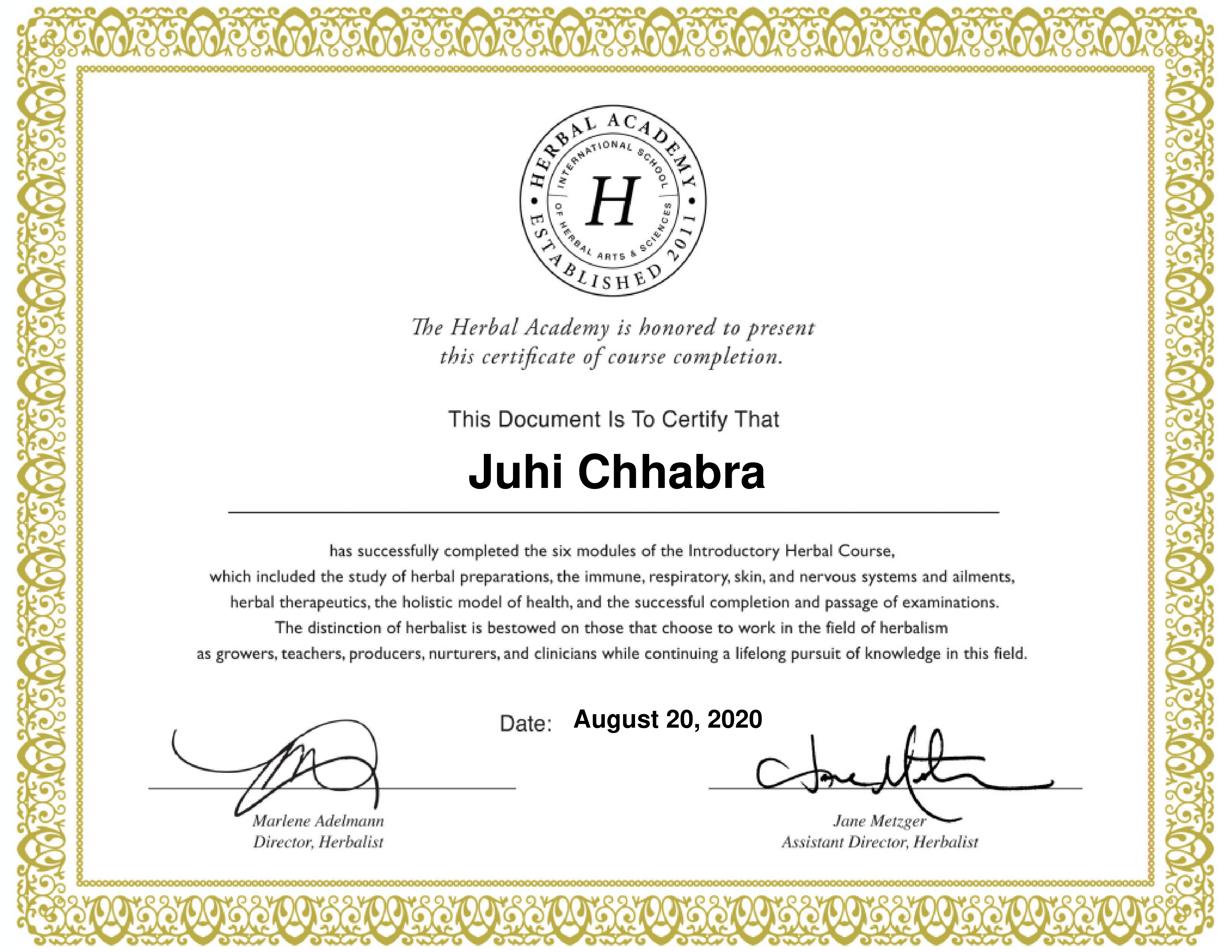 Juhi Herbal Academy CERT (Intro)